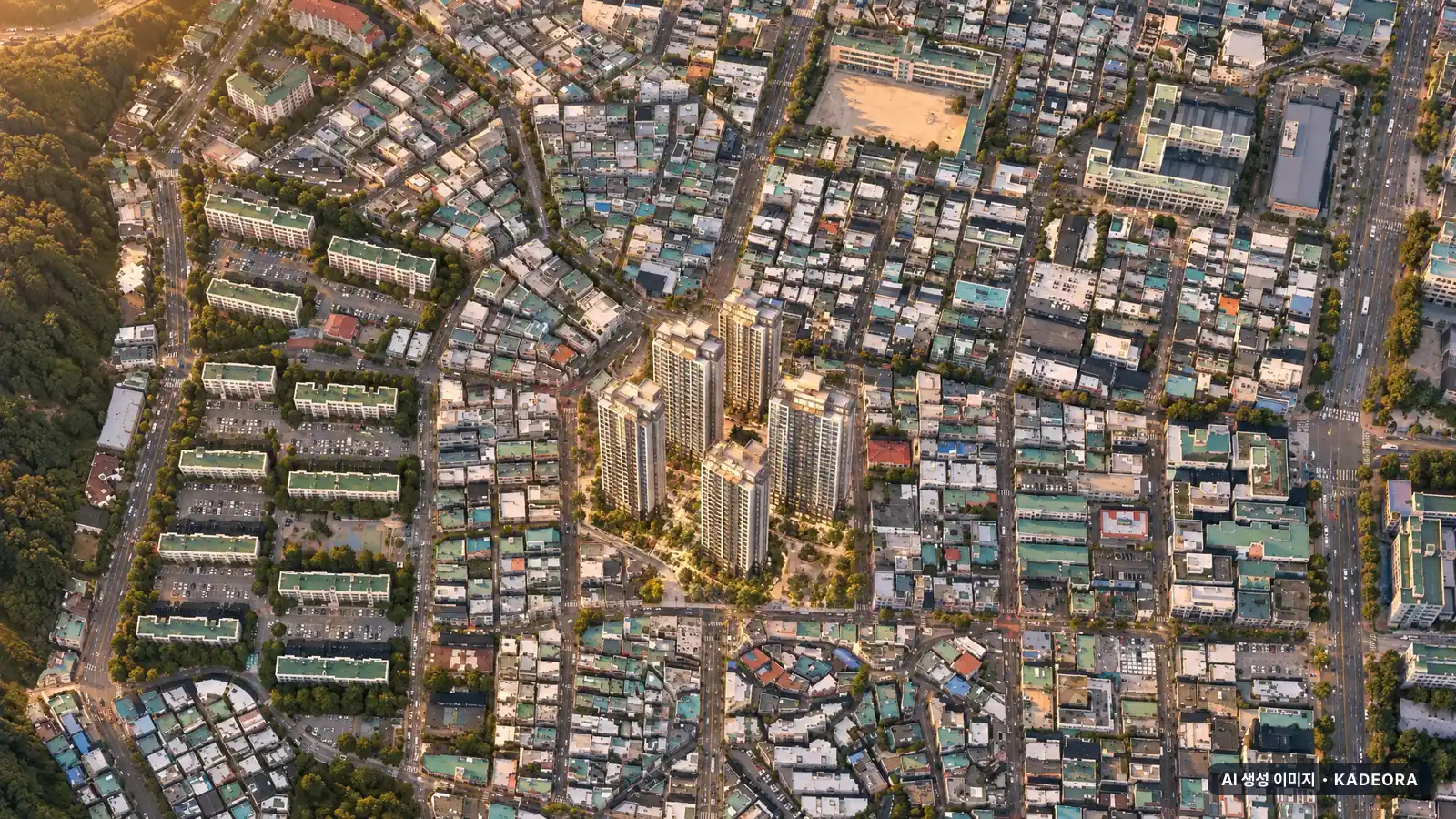 부산 금정구 구서1 재개발 총 544세대 기준 AI 상상도(노을 항공) — 실제와 다를 수 있음