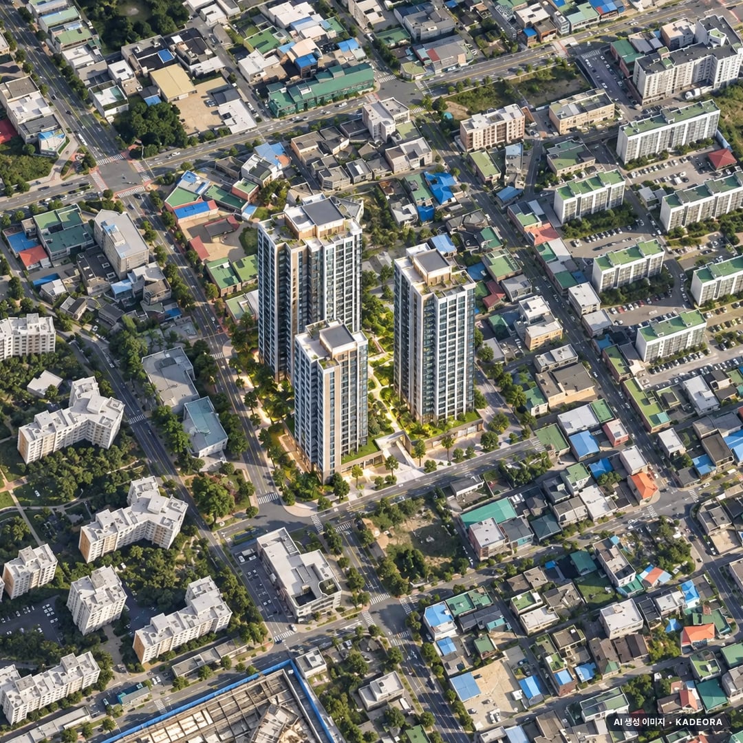 대전 경남아너스빌 센텀스카이 단지 전경 AI 상상도(주간 항공) — 대전 중구 당첨자 발표 142세대