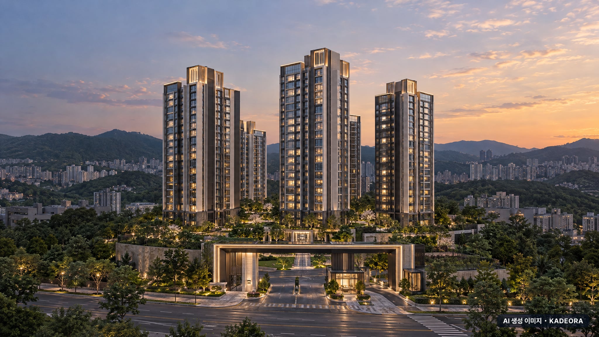 부산 수영구 알티에로 광안 조감도 AI 상상도(단지 입구) — 부산 수영구 착공 366세대