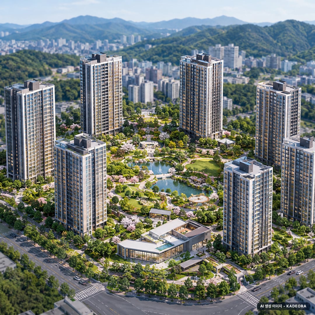 모라동(270-3번지 일원) 공동주택 조감도 AI 상상도(주간 항공) — 부산 사상구 분양 예고 783세대