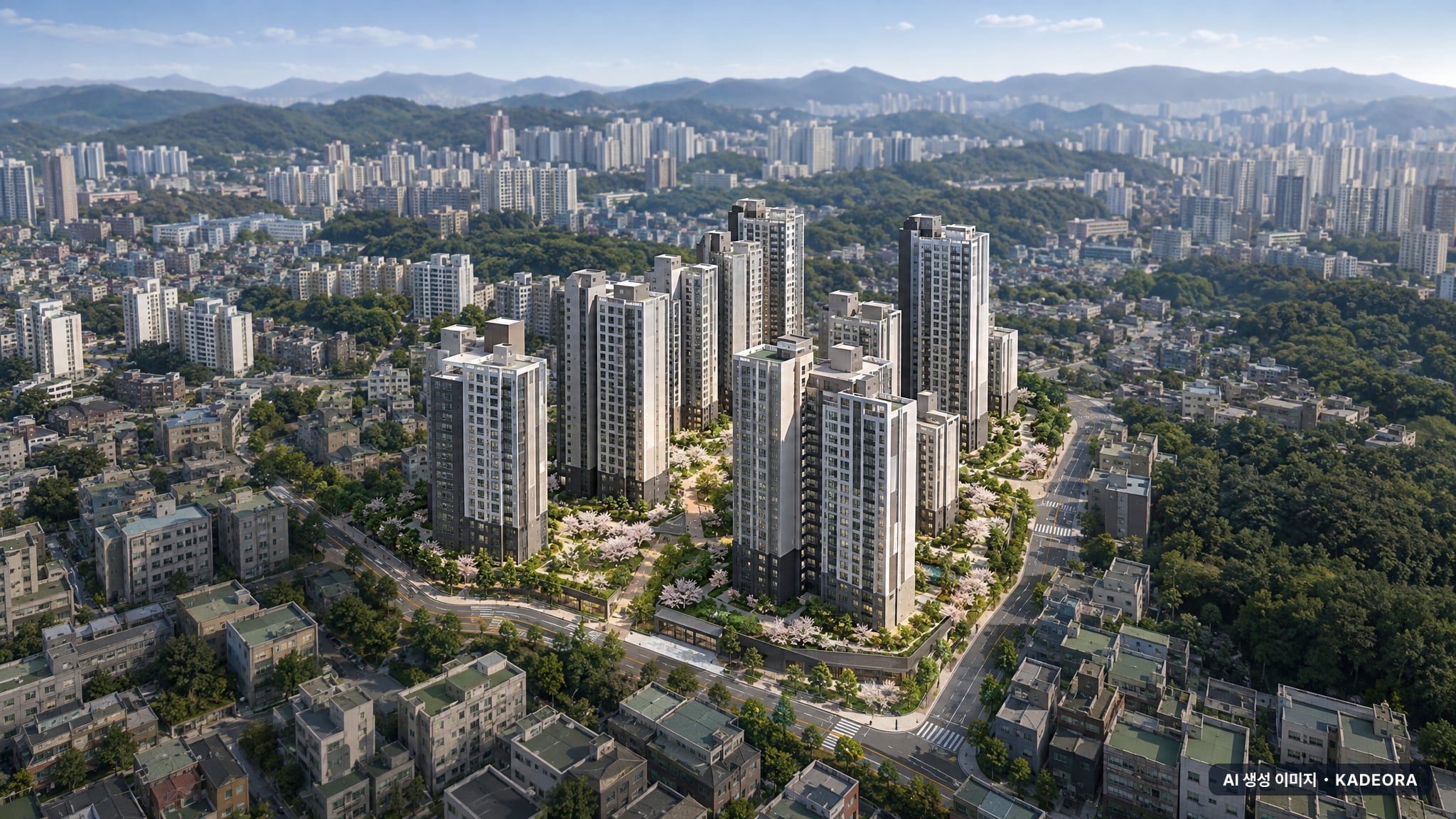 부산 사하구 당리2 재건축 단지 전경 AI 상상도(주간 항공) — 사하구