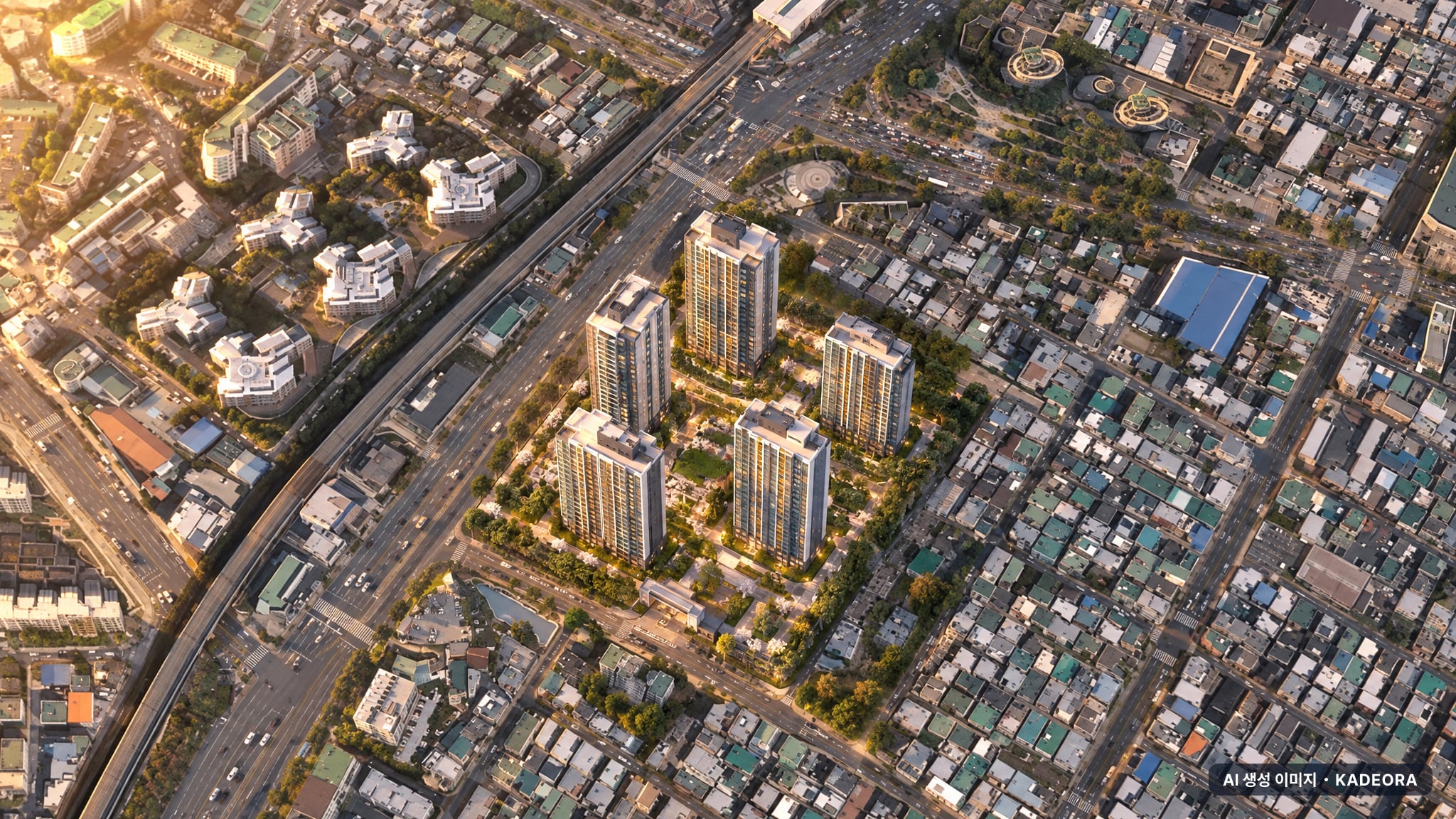 부산 연제구 거제3 재건축 조감도 AI 상상도(노을 항공) — 부산 연제구 부지계획 571세대