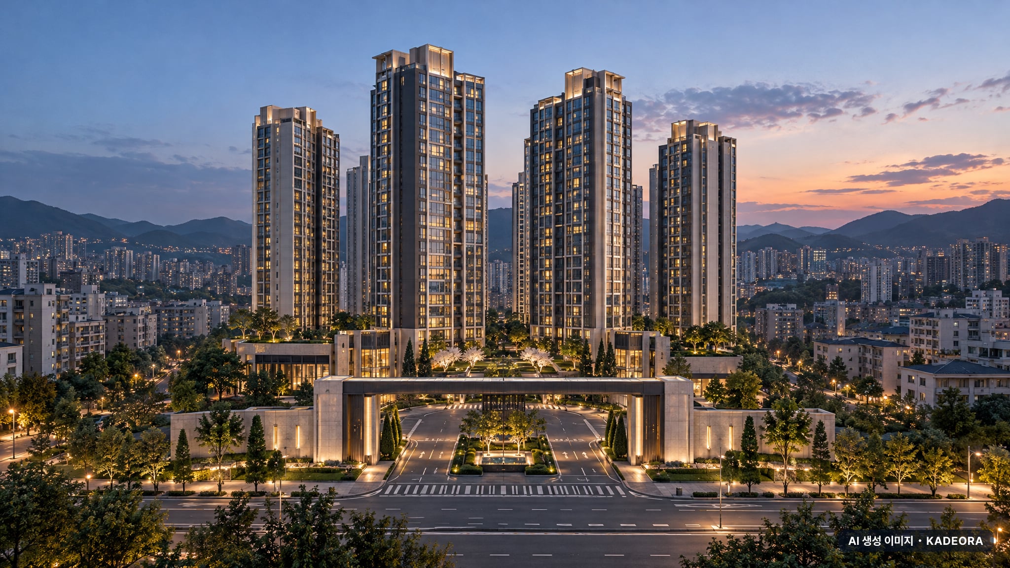 부산 연제구 거제3 재건축 조감도 AI 상상도(단지 입구) — 부산 연제구 부지계획 571세대