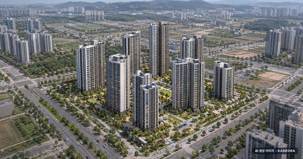 화정1지구 아르엘 재개발 화정1지구 아르엘 단지 전경 AI 상상도 — 동구 802세대