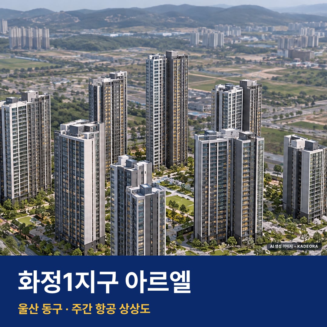 상상도 · AI 생성 이미지로 실제와 다를 수 있음 화정1지구 아르엘 재개발 화정1지구 아르엘 단지 전경 AI 상상도 — 동구 802세대