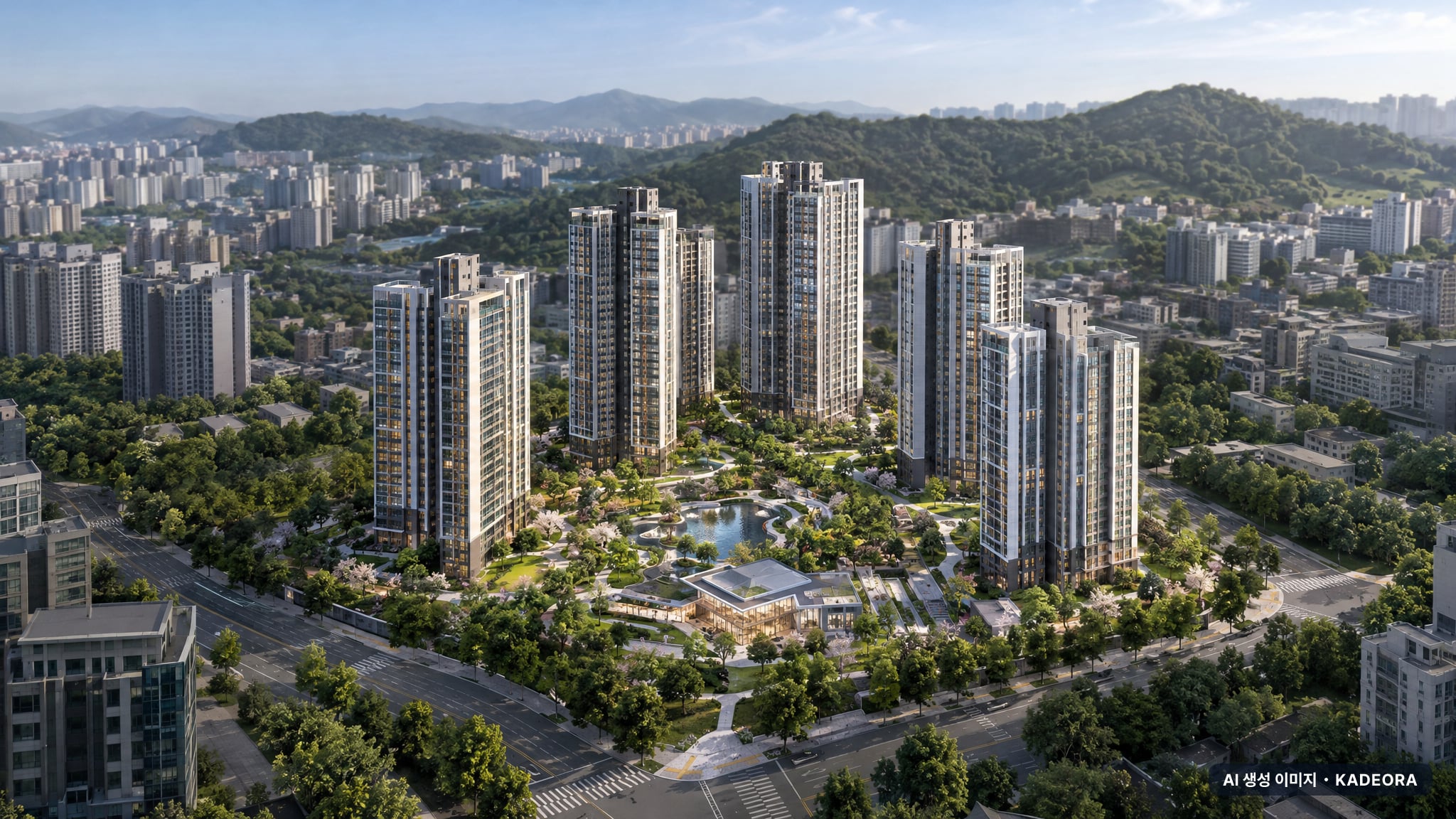 양주 회천지구 A-8BL 로제비앙 엘가 단지 전경 AI 상상도(주간 항공) — 경기 양주시 착공 361세대