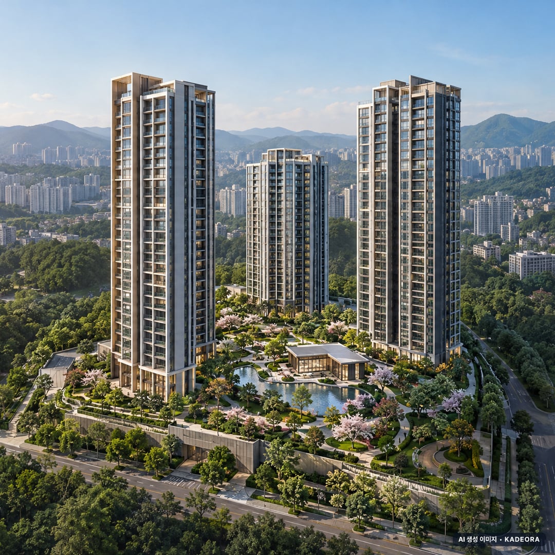 해운대 마티안 디에디션 조감도 AI 상상도(주간 항공) — 부산 해운대구 분양 예고 220세대