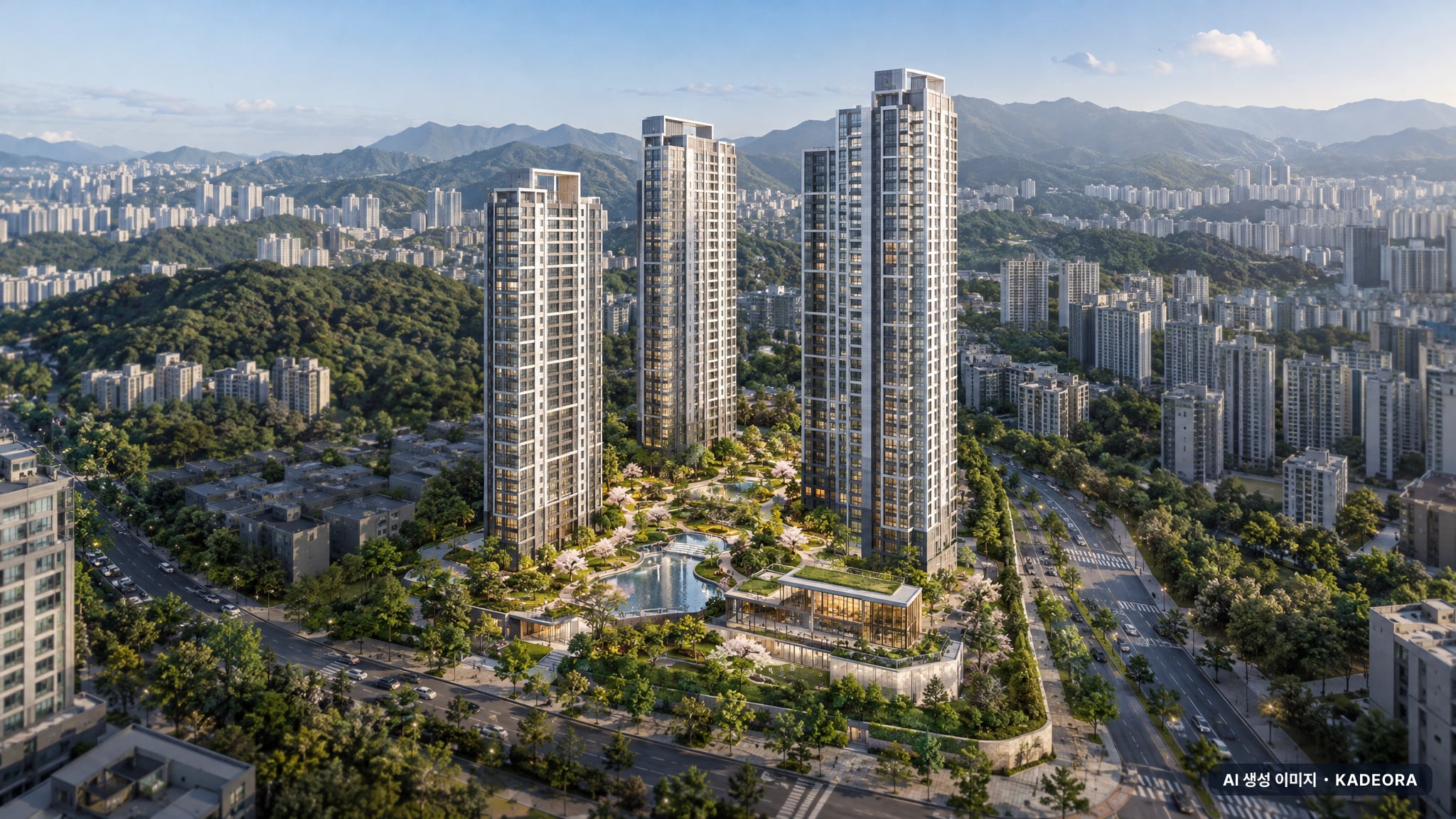 함안가야 휴니온아르떼 단지 전경 AI 상상도(주간 항공) — 경남 함안군 착공 92세대