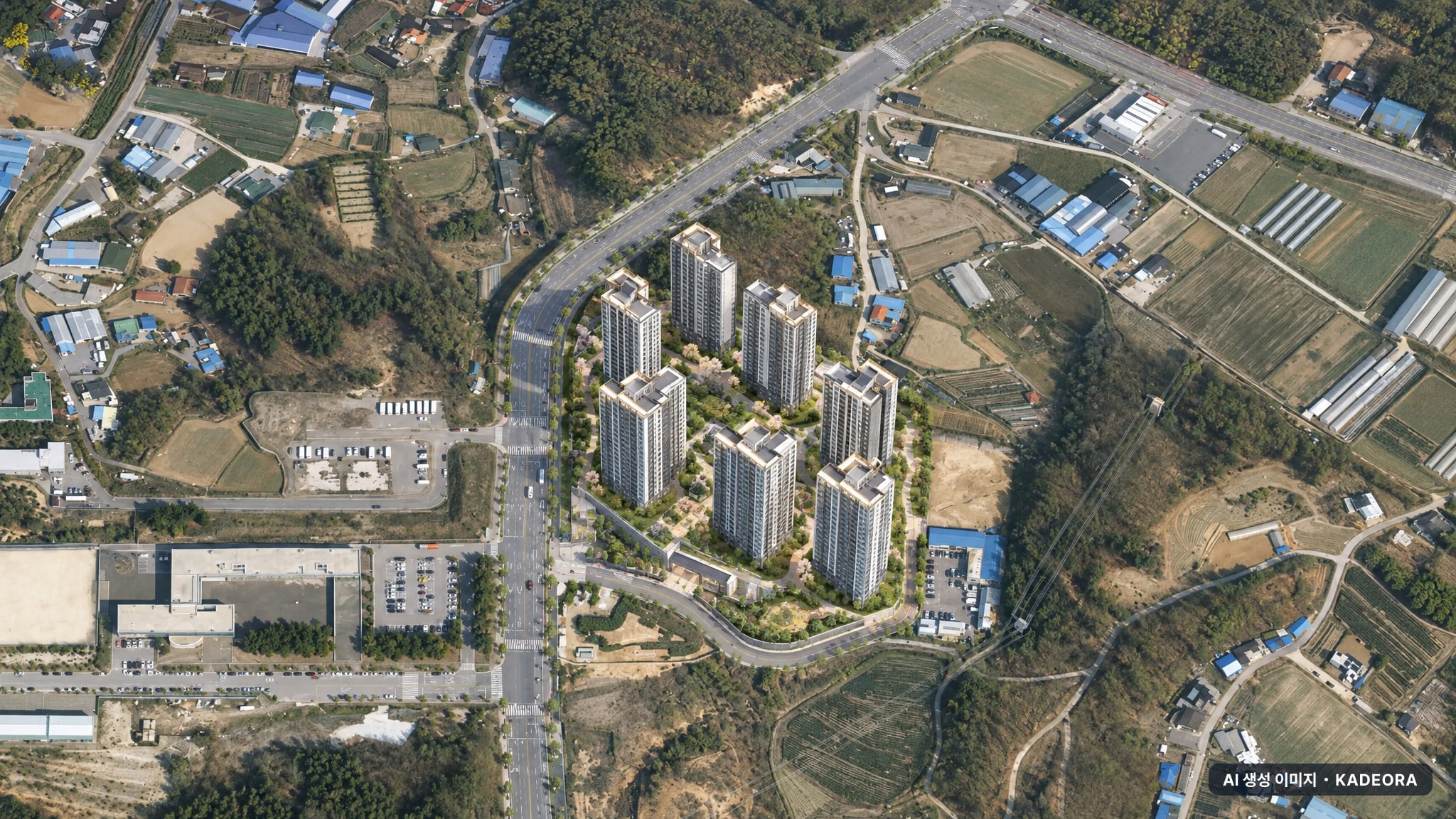 양주 용암 영무 예다음 더퍼스트 단지 전경 AI 상상도(주간 항공) — 경기 양주시 착공 285세대