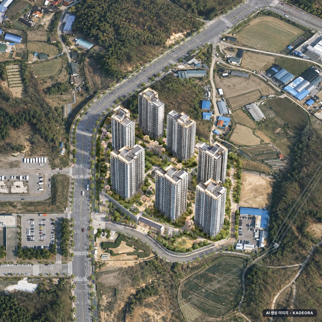 양주 용암 영무 예다음 더퍼스트 단지 전경 AI 상상도(주간 항공) — 경기 양주시 착공 285세대