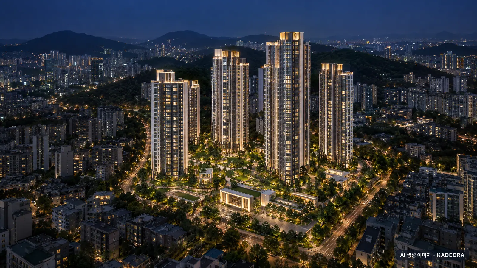 부산 영도구 동삼1 재건축 총 647세대 기준 AI 상상도(야경) — 실제와 다를 수 있음