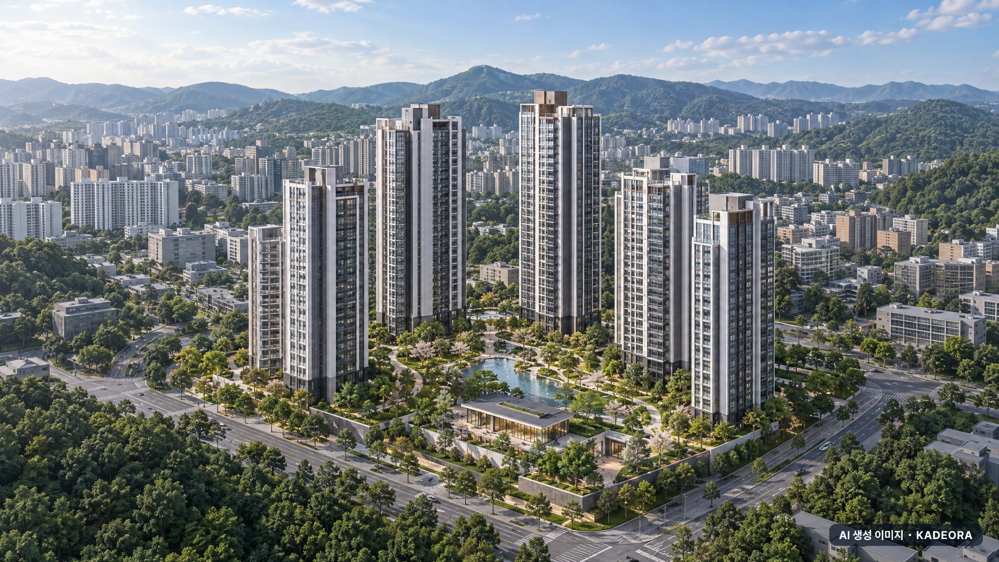 인천영종지구 A24블록 공공분양주택(본청약) 주간 항공 상상도 · AI 생성 이미지로 실제와 다를 수 있음 인천영종지구 A24블록 공공분양주택(본청약) 단지 전경 AI 상상도(주간 항공) — 인천 영종구 착공 641세대