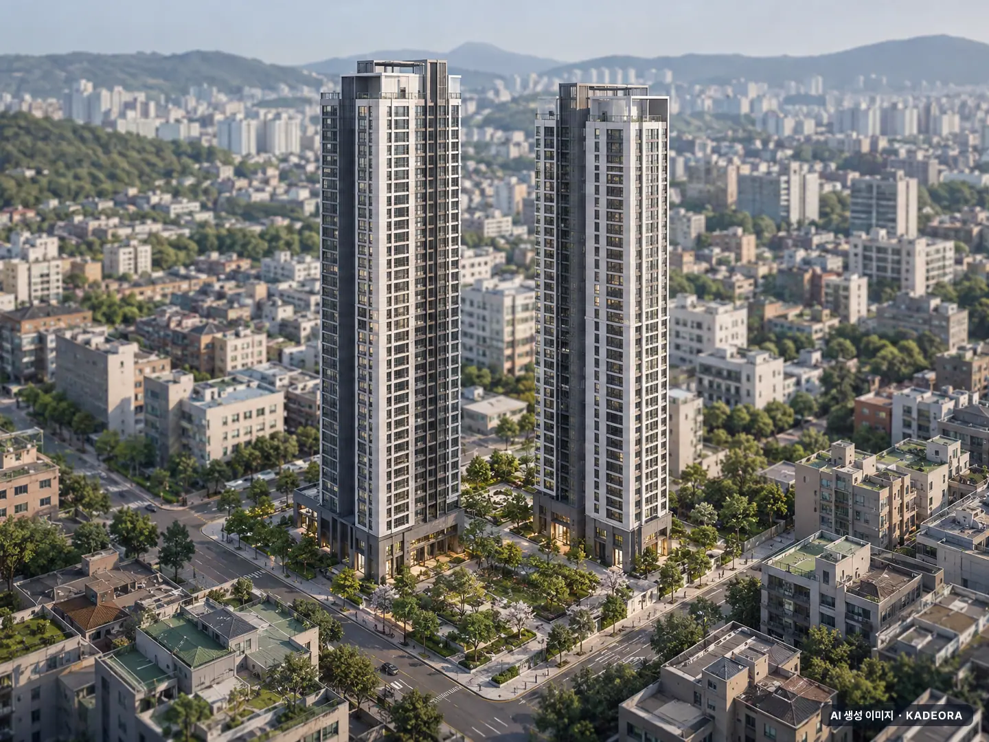울산 호수공원 에일린의 뜰 2단지 2개동·최고 33층·총 210세대 기준 AI 상상도(주간 항공) — 실제와 다를 수 있음