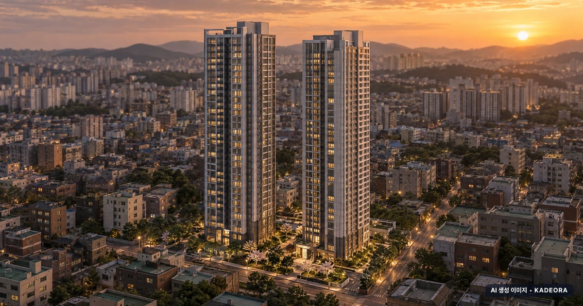 울산 호수공원 에일린의 뜰 2단지 2개동·최고 33층·총 210세대 기준 AI 상상도(노을 항공) — 실제와 다를 수 있음