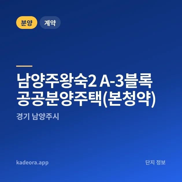 남양주왕숙2 A-3블록 공공분양주택(본청약) 현장 카드