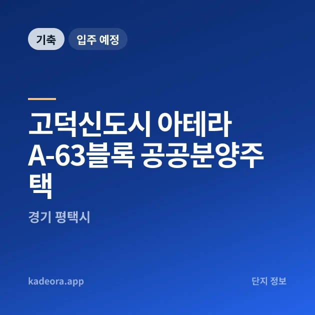 고덕신도시 아테라 A-63블록 공공분양주택 현장 카드