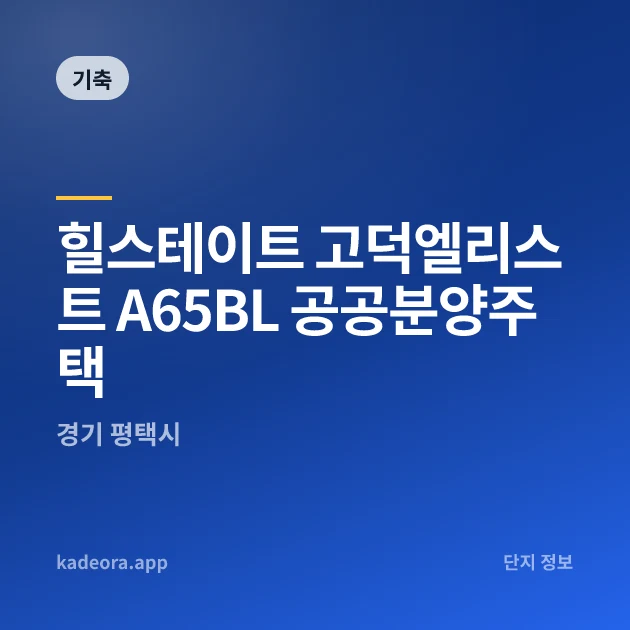 힐스테이트 고덕엘리스트 A65BL 공공분양주택 현장 카드