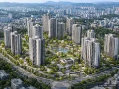 트리븐 센텀 총 1,644세대 기준 AI 상상도 — 실제와 다를 수 있음 트리븐 센텀 총 1,644세대 기준 AI 상상도(주간 항공) — 실제와 다를 수 있음
