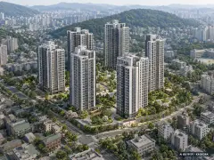 안산시 현대1차아파트 총 729세대 기준 AI 상상도(주간 항공) — 실제와 다를 수 있음