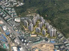 의왕시 오전다구역 총 3,047세대 기준 AI 상상도 — 실제와 다를 수 있음 의왕시 오전다구역 총 3,047세대 기준 AI 상상도(주간 항공) — 실제와 다를 수 있음