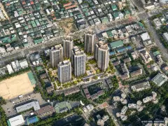 서울 강남구 개포주공1단지 재건축 주간 항공 상상도 · AI 생성 이미지로 실제와 다를 수 있음 서울 강남구 개포주공1단지 재건축 단지 전경 AI 상상도(주간 항공) — 서울 강남구 착공