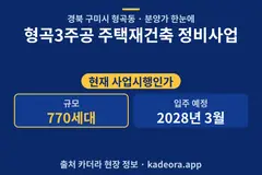 형곡3주공 주택재건축 정비사업 분양가 단지 개요 카드