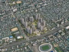 성남시 수진1 총 3,962세대 기준 AI 상상도(주간 항공) — 실제와 다를 수 있음