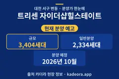 트리센 자이더샵힐스테이트 분양가 단지 개요 카드