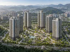 부산장안지구 디에트르 디 오션(B3BL) 본청약 6개동·최고 25층·총 507세대(이번 489세대 공급) 기준 AI 상상도(주간 항공) — 실제와 다를 수 있음