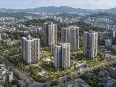 안산시 고잔연립7 총 593세대 기준 AI 상상도(주간 항공) — 실제와 다를 수 있음