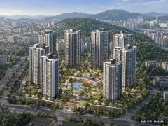 평택 푸르지오 센터파인 8개동·최고 29층·총 851세대 기준 AI 상상도(주간 항공) — 실제와 다를 수 있음