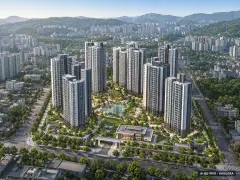부산 남구 문현7 재개발 총 1,057세대 기준 AI 상상도(주간 항공) — 실제와 다를 수 있음