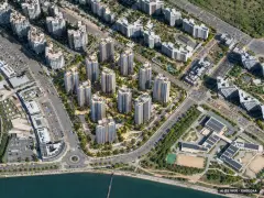 힐스테이트 더웨이브시티 최고 35층·총 851세대 기준 AI 상상도(주간 항공) — 실제와 다를 수 있음