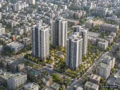 화성시 화산주택 총 350세대 기준 AI 상상도(주간 항공) — 실제와 다를 수 있음