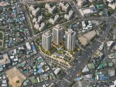 번영로 롯데캐슬 센트럴스카이 3개동·최고 49층·총 634세대 기준 AI 상상도 — 실제와 다를 수 있음 번영로 롯데캐슬 센트럴스카이 3개동·최고 49층·총 634세대 기준 AI 상상도(주간 항공) — 실제와 다를 수 있음