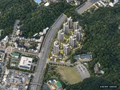 수원시 115-3 총 1,087세대 기준 AI 상상도 — 실제와 다를 수 있음 수원시 115-3 총 1,087세대 기준 AI 상상도(주간 항공) — 실제와 다를 수 있음
