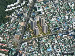 힐스테이트 문수로 센트럴 4개동·최고 46층·총 566세대 기준 AI 상상도(주간 항공) — 실제와 다를 수 있음