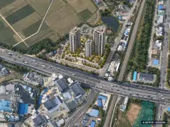 천안 용곡 두산위브(조합원 취소분) 6개동·최고 29층·총 409세대(이번 7세대 공급) 기준 AI 상상도(주간 항공) — 실제와 다를 수 있음