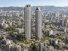 동래 에코팰리스 아시아드 리안 2개동·최고 46층·총 291세대 기준 AI 상상도(주간 항공) — 실제와 다를 수 있음