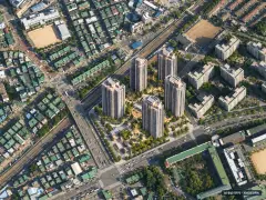 부천시 괴안3D 총 674세대 기준 AI 상상도(주간 항공) — 실제와 다를 수 있음