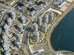 힐스테이트 레이크 송도 5차 12개동·총 722세대 기준 AI 상상도(주간 항공) — 실제와 다를 수 있음