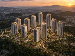 지제역 반도체밸리 해링턴 플레이스 12개동·최고 29층·총 1,209세대 기준 AI 상상도(노을 항공) — 실제와 다를 수 있음