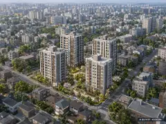 원종 휴먼빌 클라츠 4개동·최고 15층·총 255세대 기준 AI 상상도 — 실제와 다를 수 있음 원종 휴먼빌 클라츠 4개동·최고 15층·총 255세대 기준 AI 상상도(주간 항공) — 실제와 다를 수 있음