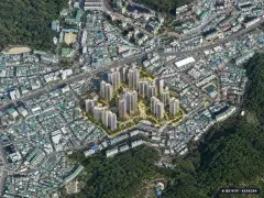 부산 사하구 괴정11 재개발 총 2,533세대 기준 AI 상상도 — 실제와 다를 수 있음 부산 사하구 괴정11 재개발 총 2,533세대 기준 AI 상상도(주간 항공) — 실제와 다를 수 있음