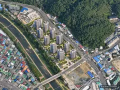 대전 롯데캐슬 더퍼스트 10개동·최고 33층·총 952세대(이번 394세대 공급) 기준 AI 상상도(주간 항공) — 실제와 다를 수 있음