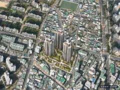 금정산 하늘채 루미엘 최고 48층·총 669세대(이번 213세대 공급) 기준 AI 상상도(주간 항공) — 실제와 다를 수 있음
