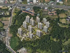 위파크 제주 2단지 13개동·최고 15층·총 715세대(이번 643세대 공급) 기준 AI 상상도 — 실제와 다를 수 있음 위파크 제주 2단지 13개동·최고 15층·총 715세대(이번 643세대 공급) 기준 AI 상상도(주간 항공) — 실제와 다를 수 있음