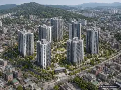 과천시 주암장군마을 총 836세대 기준 AI 상상도(주간 항공) — 실제와 다를 수 있음
