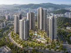힐스테이트 물금센트럴 총 453세대(이번 162세대 공급) 기준 AI 상상도(주간 항공) — 실제와 다를 수 있음