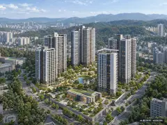 인천 서해구 검암역 푸르지오 프라베뉴 (B-1BL) 공공분양주택 총 441세대 기준 AI 상상도(주간 항공) — 실제와 다를 수 있음